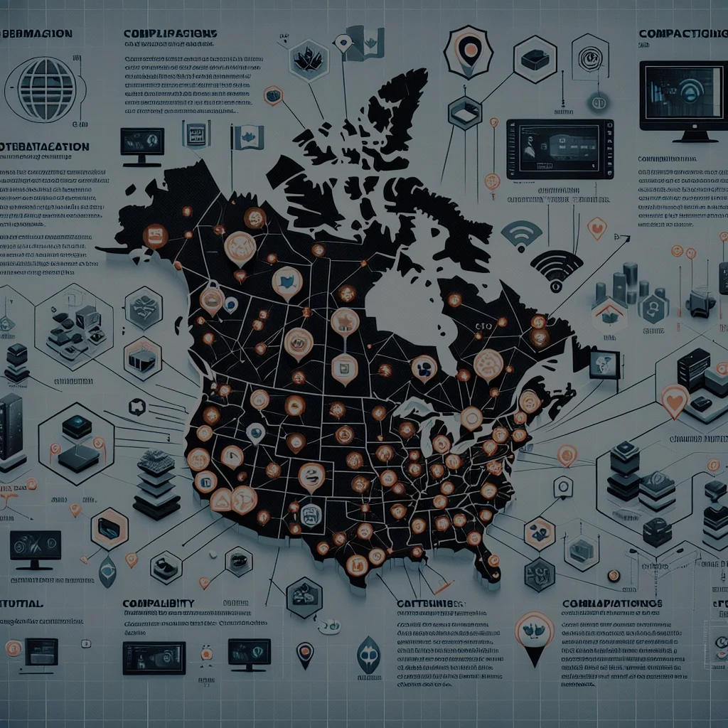 Infographic map of technology distribution in North America