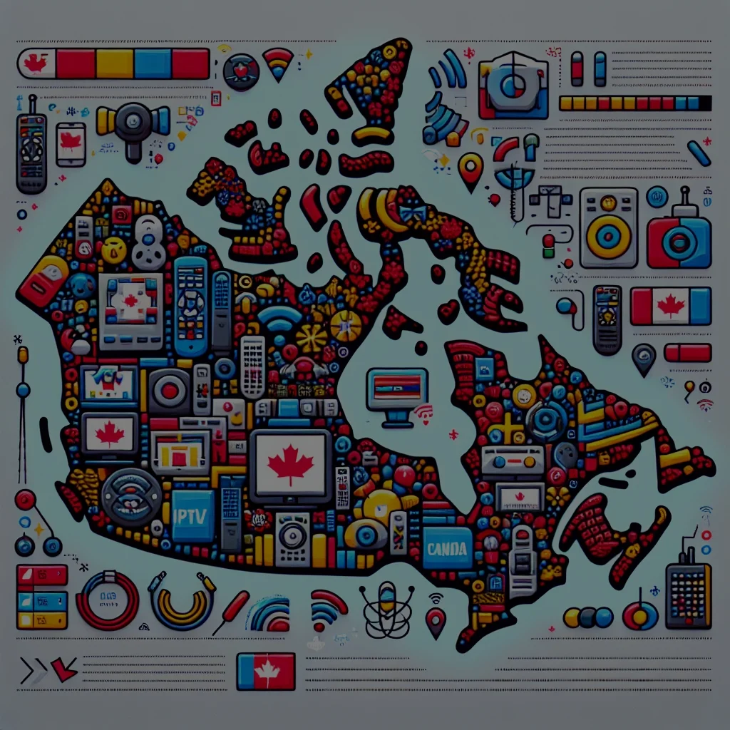 Colorful digital Canada map with icons