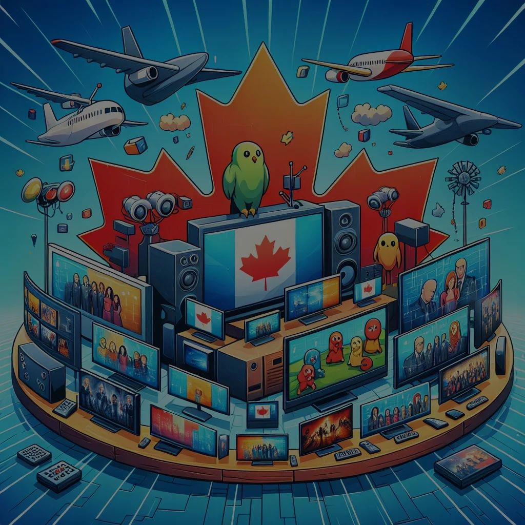 Canadian digital media with planes and screens